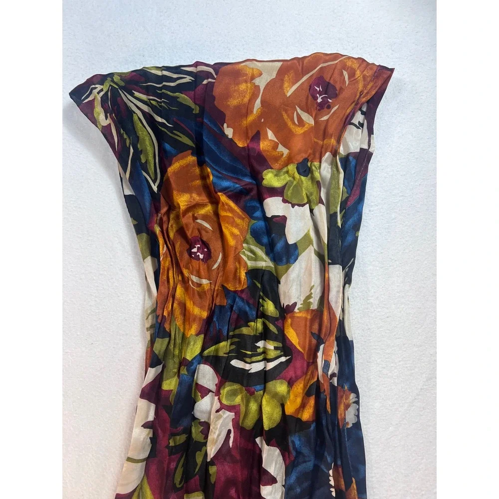 Vintage Floral Silk Feel Scarf Multi Color Oversized Botanical Print Rectangle